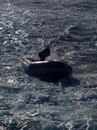 The Coast Guard is seeking the public's assistance after receiving a report of an unmanned adrift black and grey inflatable dinghy offshore approximately two and a half miles west of Kaanapali, Maui, March 10, 2014. (U.S. Coast Guard photo)