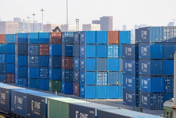 U.S. container imports surged in April as companies raced to avoid President Donald Trump's tariffs.Credit: Adobe Stock/hodim