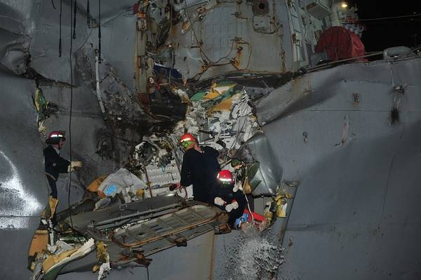 Damage to USS Porter: Photo credit USN