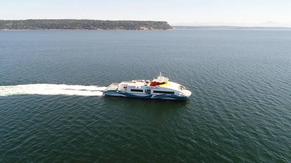 Enetai is a new catamaran ferry due to enter the Kitsap Transit fleet in a few weeks. Photo: BMT
