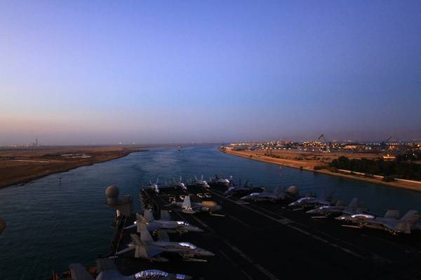 USS Enterprise Passes Through Suez: Photo credit USN