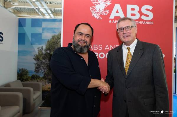 Evangelos Marinakis, Chairman of Capital Maritime and Trading Corp and Christopher J. Wiernicki, ABS Chairman, President and CEO. Photo courtesy ABS