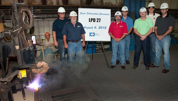 LPD 27 Fabrication Ceremony: Photo credit HII