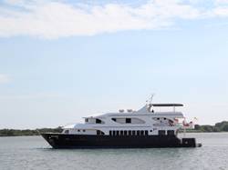 Dive Boat fitted with hp Caterpillar C-18 diesel engines rated at 1800 rpm coupled to twin UltraJet 575 waterjets. 