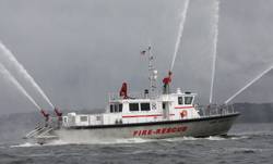 Gladding-Hearn Shipbuilding's new, high-speed fire/rescue boat. 