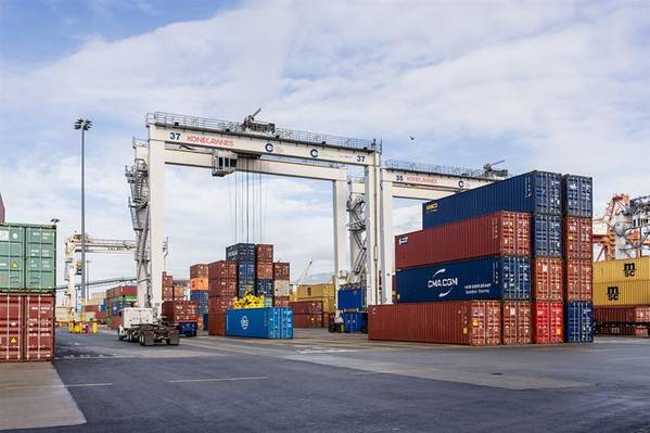GCT Global Container Terminals has ordered 10 hybrid Konecranes rubber-tired gantry (RTG) cranes for its GCT Deltaport terminal and one battery-powered Konecranes RTG for its GCT Vanterm terminal. Credit: Konecranes