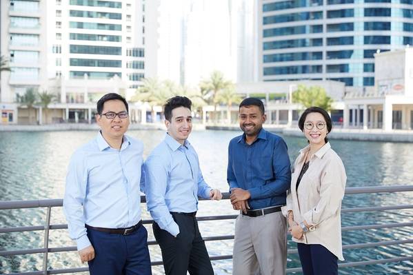 Group photo from left: Shiwei, Farid, Jinu, Elise. (Photo: Dan-Bunkering)