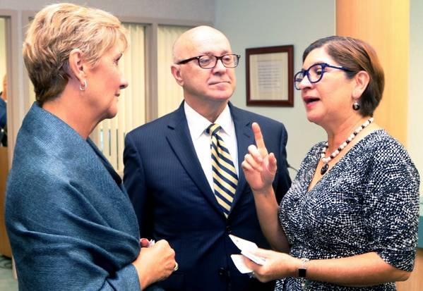 Guatemalan Trade Commissioner Dunia Miranda-Mauri, right, talks about expanding trade ties with, from left, Vanessa Baugh, chairwoman of the Manatee County Port Authority, and Carlos Buqueras, executive director of Port Manatee (Photo: Port Manatee)