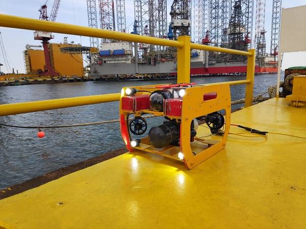 “The iDiver, a Remotely Operated Robotic Diver , performs underwater inspections on vessels and underwater structures, hence eliminating the need for divers to perform hazardous tasks under water.” (Photo: Keppel) 