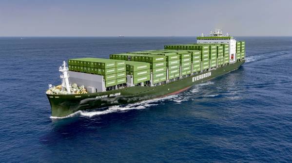 File Image: an Evergreen boxship underway (CREDIT: Evergreen)