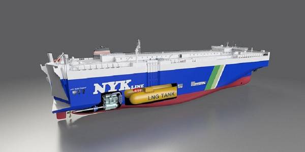 Image of LNG-fueled PCTC to be built. Image courtesy NYK