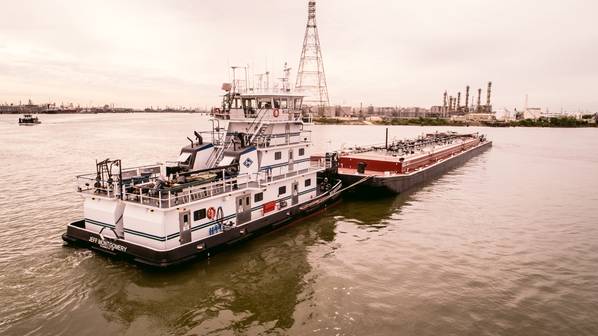 A file image of a typical Kirby pushboat and barge. CREDIT: Kirby Corporation