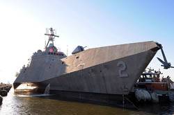 LCS USS Independence (LCS 2) arrives at Naval Station Norfolk. Independence conducted tests of the ship's capabilities and extensive training with the SeaRAM anti-ship missile defense weapon system during the transit from Austal USA shipyards in Mobile, Ala. to homeport in Norfolk. Independence will depart Naval Station Norfolk April 17 to participate in Fleet Week in Port Everglades, Fla. (U.S. Navy photo)