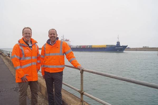 Luke Johnson, managing director of H2 Green, and Tom Willis, Chief Executive of Shoreham Port, at Shoreham Port. Photo Courtesy Shoreham Port