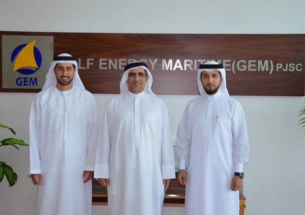 (L-R): Mr. Khalifa Abdulla Al Romaithi, new chairman of GEM; Mr. Saeed Abdulla Khoory; current chairman of GEM; and Mr. Ahmed AL Falahi, CEO of GEM.