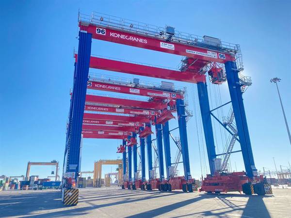 Konecranes has secured a new order with CSP Iberian Valencia Terminal S.A.U. for seven Konecranes hybrid Rubber-Tired Gantry (RTG) cranes. Credit: Konecranes