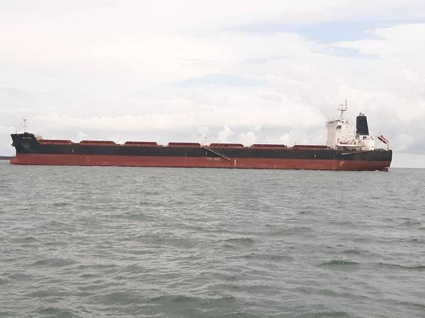 A large bulker awats cargo at an African port (Credit: Joe Keefe)