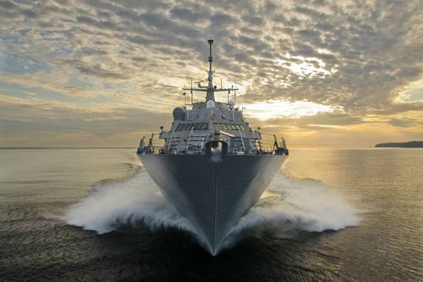 The littoral combat ship Pre-Commissioning Unit (PCU) Fort Worth (LCS 3) conducts builders trials in Lake Michigan. (U.S. Navy photo courtesy of Lockheed Martin by Michael Rote/Released)