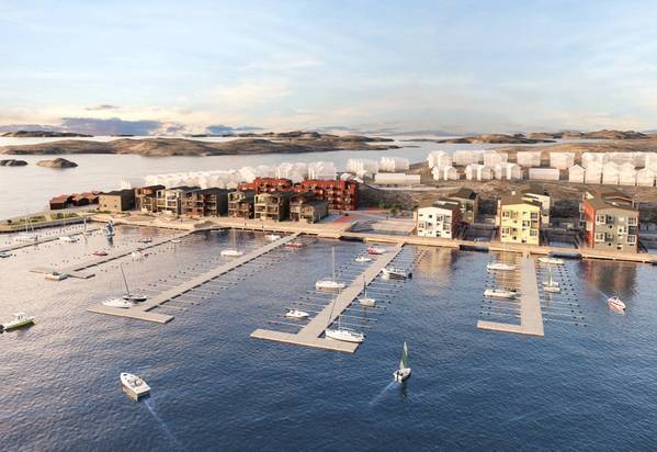SF Marina and harbor owner AB Toftö are jointly planning to completely redevelop the old industrial harbor at Skärhamn on Sweden’s west coast as a high-quality mixed-use marina. (Photo from SF Marina)
