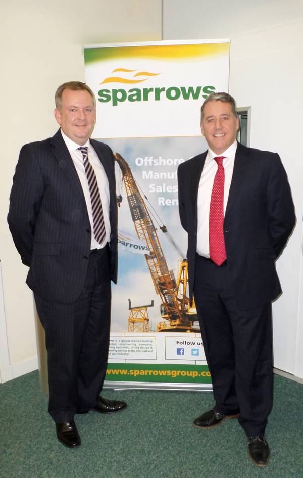 Martin Thomson (left) is welcomed to the Sparrows Group by European Operations Director Mark Beveridge.