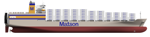 Matson's newest vessel, the largest combination container / roll-on, roll-off ("con-ro") ship ever built in the United States. Image Credit: NASSCO