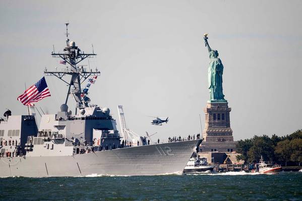 USS Michael Murphy Transits NY Harbor: Photo credit USCG