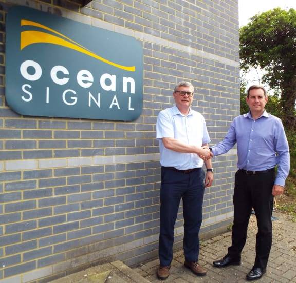 Ocean Signal founder, Alan Wrigley (left), hands over the reins to Neil Jordan (right) (Photo: Ocean Signal)