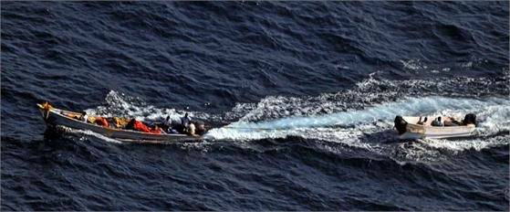 The Pirate Skiffs: Photo credit EU NAVFOR