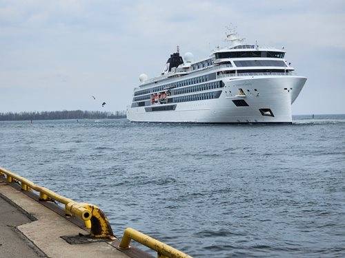 PortsToronto welcomes the Viking Octantis, the first of 54 cruise ships expected to call at the Port of Toronto between May and October 2023. (Photo: PortsToronto)
