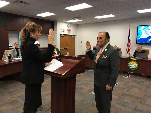 President Herrera sworn in by his wife, Dr. Cynthia Herrera (Photo: Port of Hueneme)
