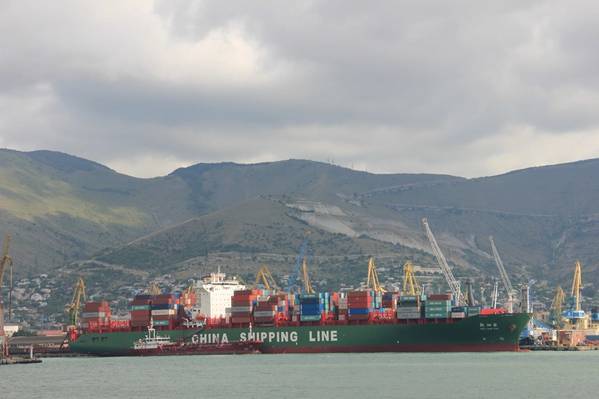  A recent arrival at Novorossiysk.  Part of the China Shipping Line new deep-sea service from the Far East to Russia (Credit GCS) 