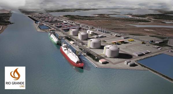 Rendering of the Rio Grande LNG Facility looking west along the Brownsville Ship Channel. (Image: NextDecade Corporation)