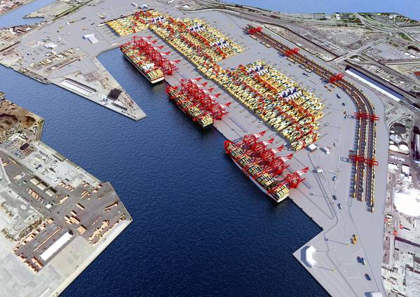 A rendering of the POLB Middle Harbor berths (CREDIT: POLB)