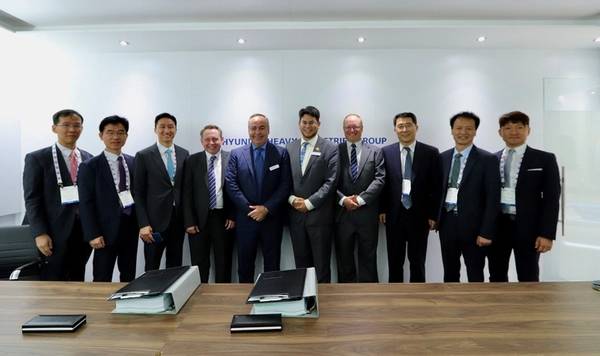 Representatives from Steelhead LNG, Huu-ay-aht First Nations, Hyundai Heavy Industries and the B.C. Provincial government at Gastech 2018 in Barcelona, Spain.  (Photo: Steelhead LNG) 