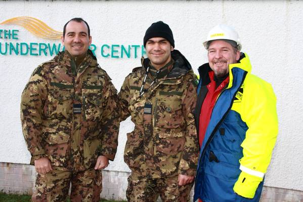 From left to right Beniamino Panduccio, Massimiliano Lai and Paul Bury, ROV Training Manager at The Underwater Center