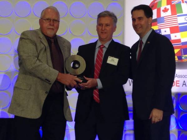 Left to right: John Bostrom, H.O. Bostrom president and CEO; Paul Bostrom, H.O. Bostrom vice president of sales and marketing; and Wisconsin Governor Scott Walker (Photo: H.O. Bostrom)