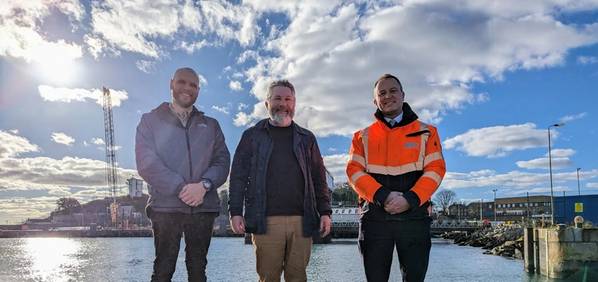 From left to right: Ian Cooper, Operations Director, Plymouth and South Devon Freeport; Richard May, CEO, Plymouth and South Devon Freeport and Adrian Buss, Operations Manager, ABP’s Port of Plymouth. (Photo: ABP)