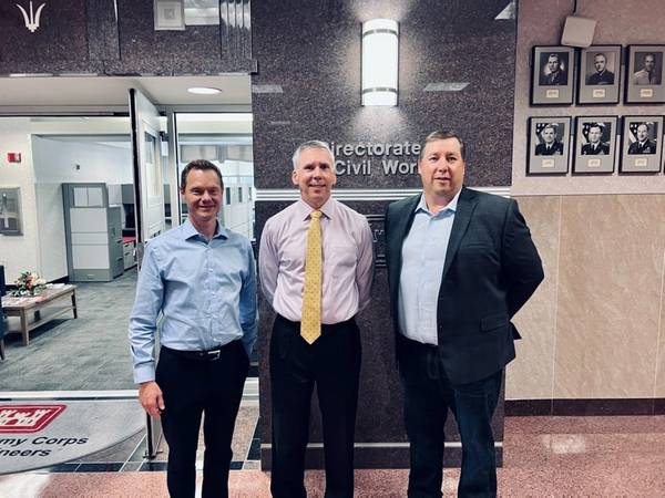 Left to right: Frederick Paup, newly elected DCA president; Thomas Smith, chief of operations and regulatory division, U.S. Army Corps of Engineers; Stephen Tobin, newly elected DCA senior vice president. (Photo: DCA)