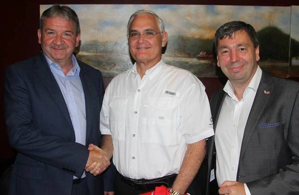 Left to right:  Gary Hodgson, COO Peel Ports, Panama Canal Administrator Jorge L. Quijano and Mark Whitworth CEO of Peel Ports. (Photo: Peel Ports)