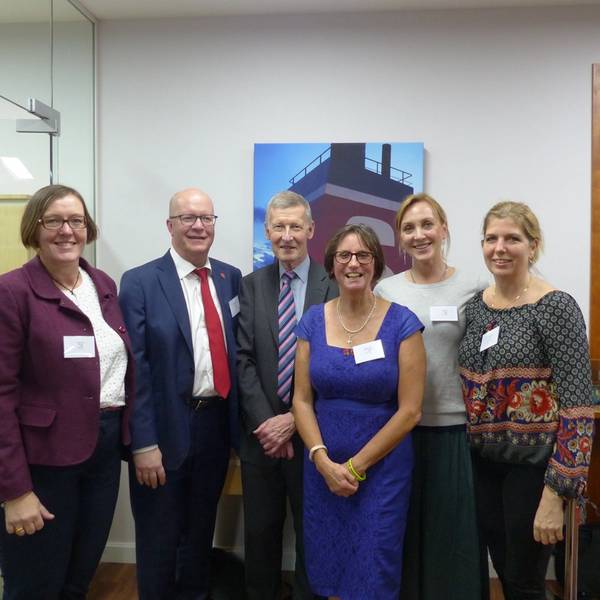Left to right: Rachel Lawton of Mazars, WISTA UK Treasurer; Thomas Andersson of hosts Stena UK, Bridget Hogan of the Nautical Institute, WISTA UK Secretary and Torild Stokes and Katarina Bateson from Stena UK (Photo: WISTA UK)