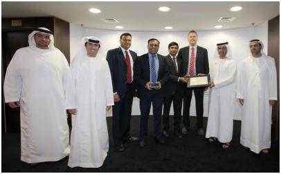 From left to right: Mr. Rashed Al Mehairbi, Mr. Mohammed Ali Ahmed, Mr. Mogallan Bhagat, Mr. Praveen Hubli, Mr. Ahemad Sulaiman, Mr. Bob Jennings, Mr. Esam Mohammed Khoori, Mr. Iqbal Khoory