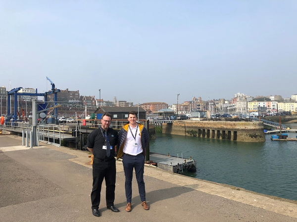 Left to right: Ben Timpson (Project Agency Team Co-Ordinator) and Steven McWilliam (Project Agency Team Manager) at the port of Ramsgate. (Photo: GAC)