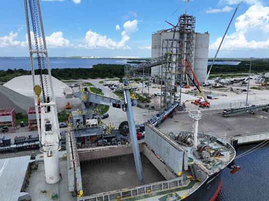 SESCO Cement receives first bulk cement delivery at Port Tampa Bay terminal. © SESCO Cement