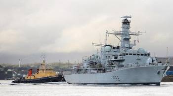 HMS Somerset Leaving Harbor: Photo credit MOD