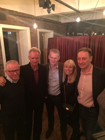 Sting and lead sponsor North P&I, at the UK premiere of 'The Last Ship' (L-R Alan Wilson (North P&I Club, Joint Managing Director), Sting, Paul Jennings (North P&I Club, Joint Managing Director), Kaye Jennings, and Richard Bracken (North P&I Club, Group Director (Underwriting)).