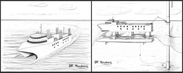 Submersible Hull Catamaran: Image credit OSSeas Ltd
