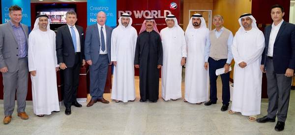 HE Sultan Ahmed bin Sulayem, Chairman and Group CEO of DP World (center) with executives of Dutco Balfour Beatty LLC, BAM International Abu Dhabi LLC – Dubai Branch and senior officials from DP World.  (Photo: DP World)
