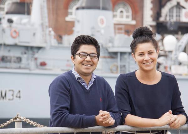 Summer interns Rez Nuru (left) and Alex Rubin (right) working in Portsmouth Naval Base for BAE Systems. (Photo: BAE Systems)