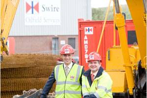 Swire Oilfield Services (left) General Manager, Rupert Bray, and Operations Manager UK, Andy Yule, at the company’s expanding Fleet Refurbishment workshop in Aberdeen. (Photo Fifth Ring Integrated Corporate Communications)