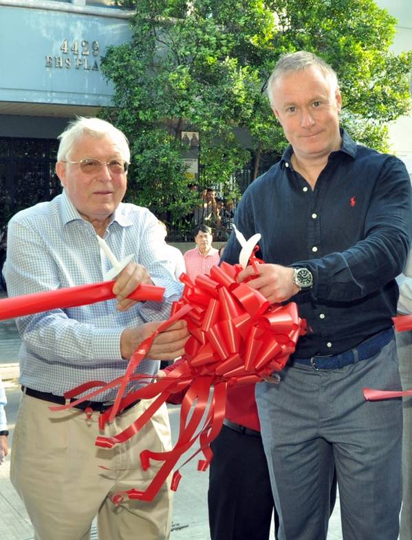 L-R Olav Eek Thorstensen, Executive Chairman of the Thome Group officially opens the training facility with his son Claes Eek Thorstensen, President and COO of the Thome Group (Photo: Thome)